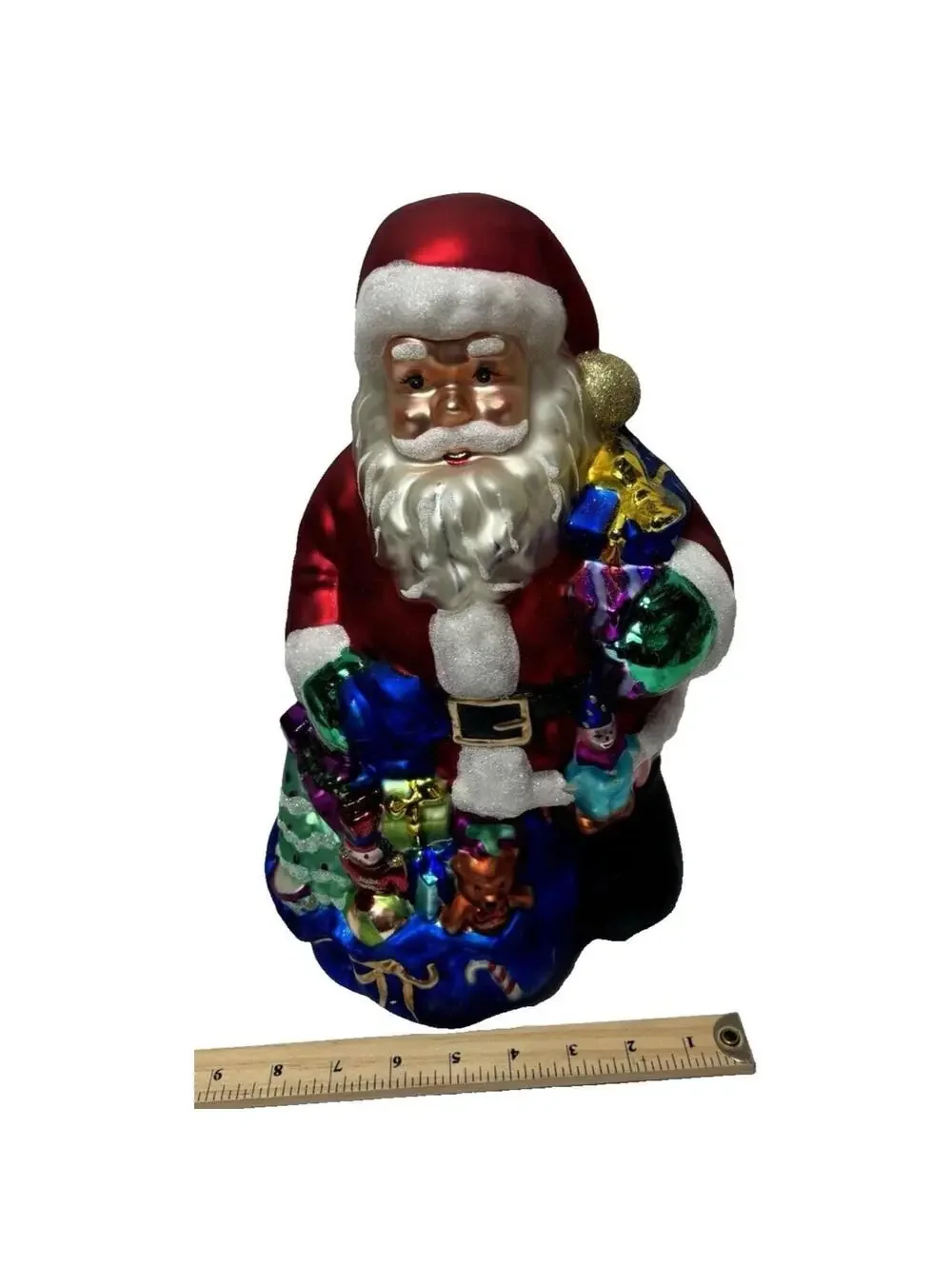 Vintage Santa Claus Christmas Ornament, Glass Carleton Cards Tree Decor RARE NEW